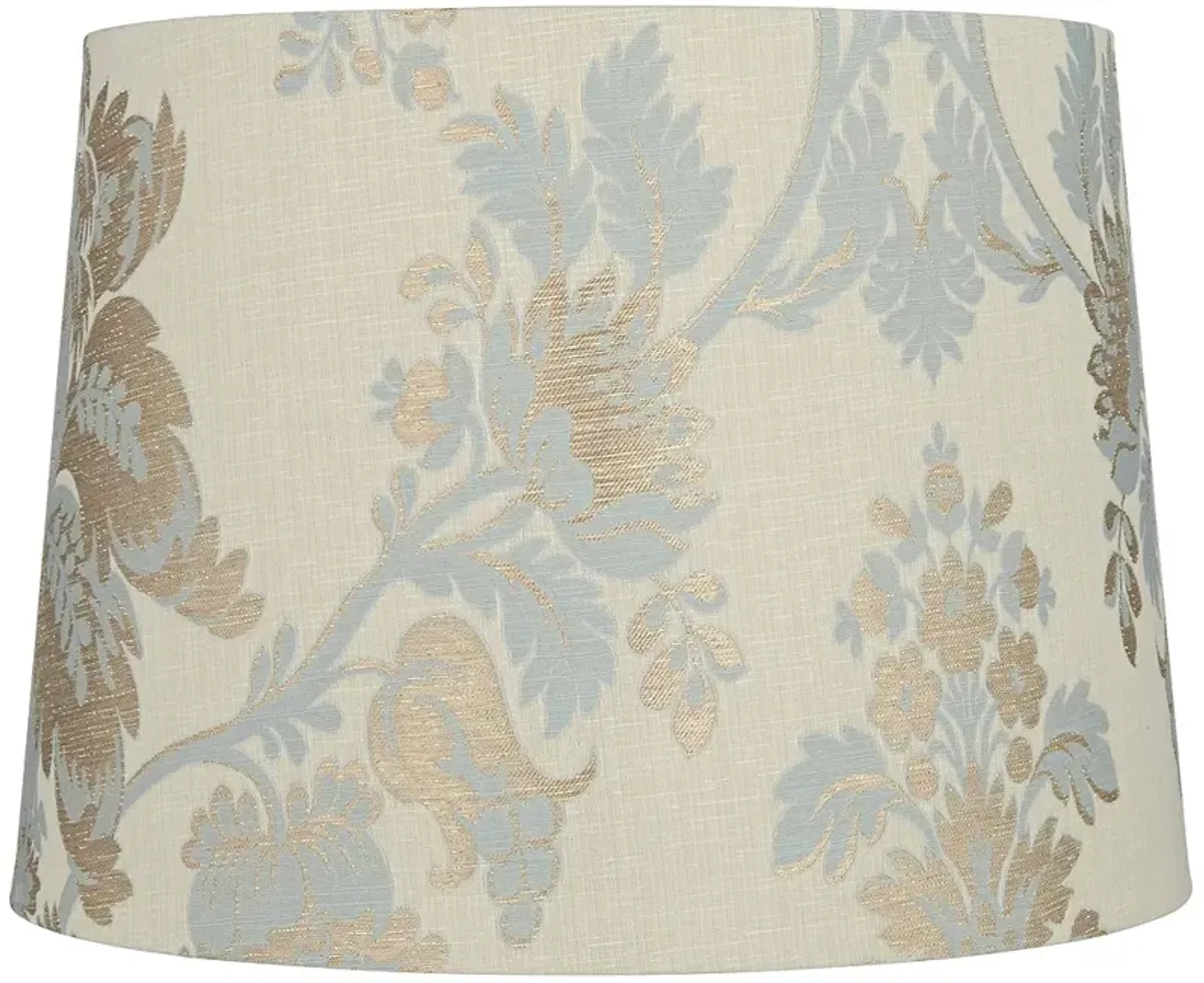 Springcrest Zena Soft Beige Dusty Blue Embroidered Shade 13x15x11 (Spider)