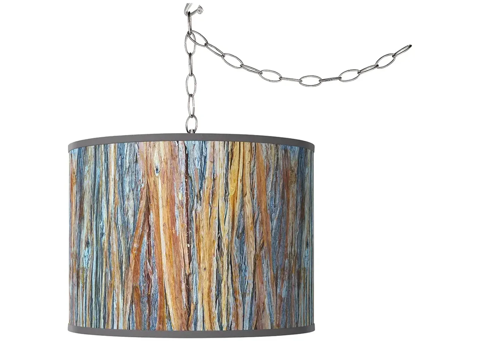 Giclee Glow 13 1/2" Wide Striking Bark Shade Plug-In Swag Pendant