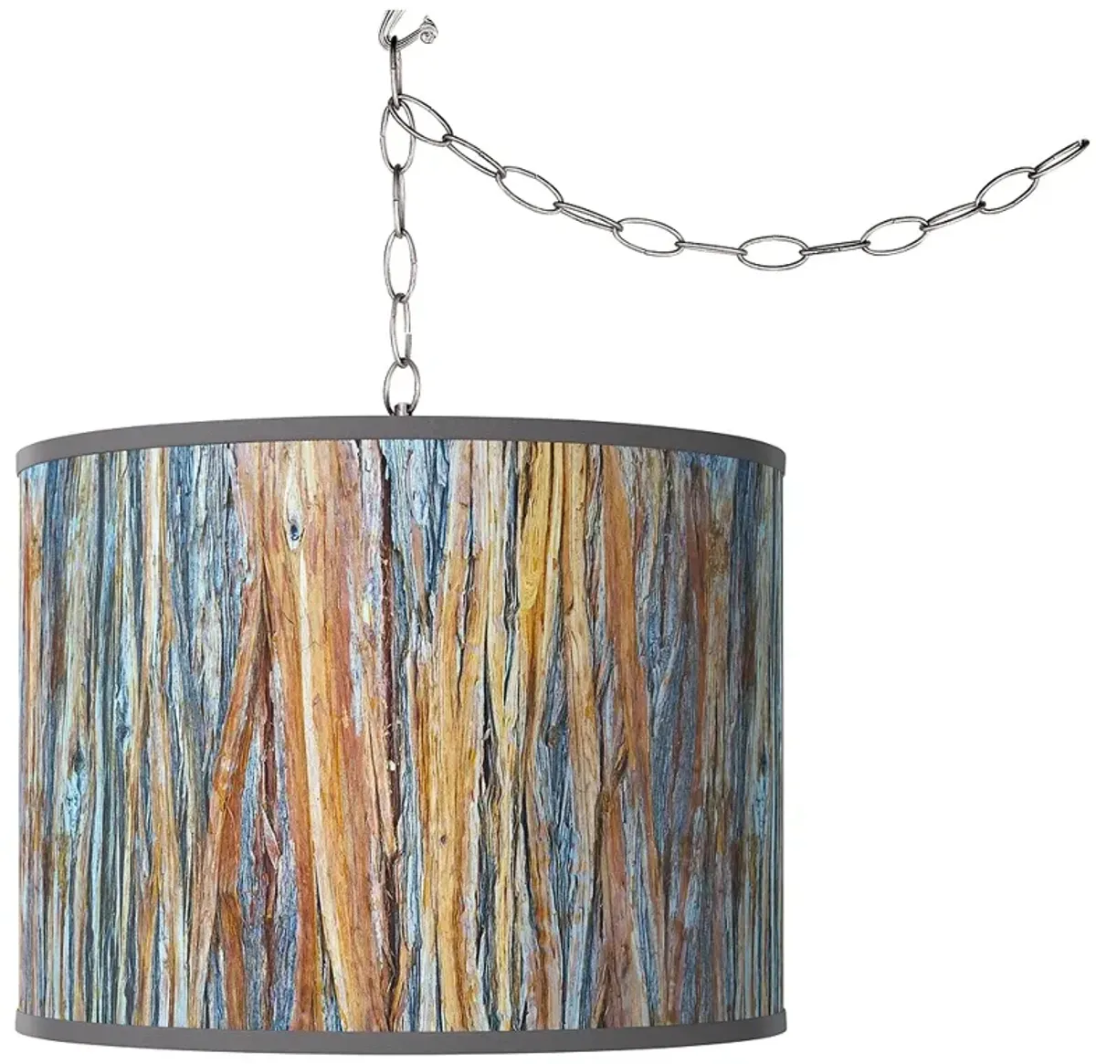 Giclee Glow 13 1/2" Wide Striking Bark Shade Plug-In Swag Pendant