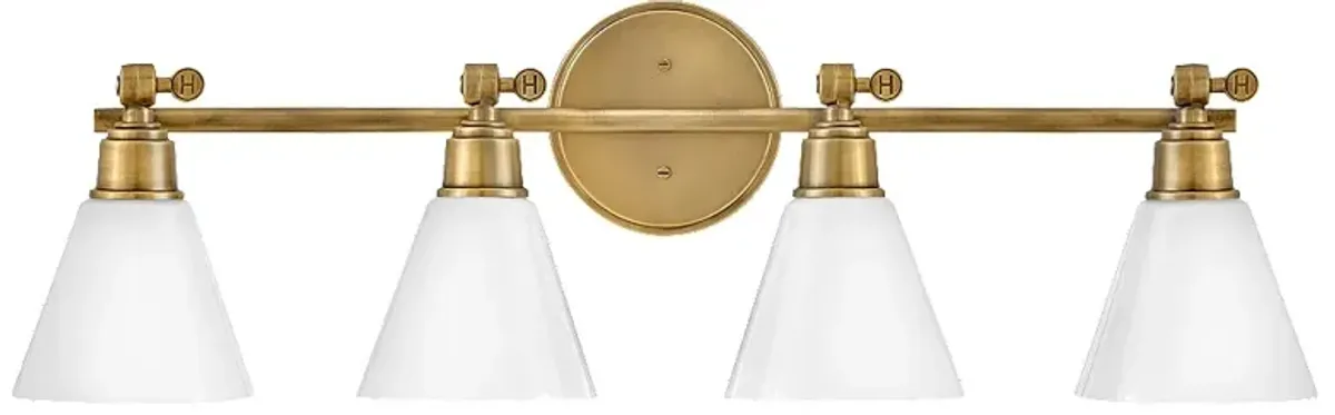 Hinkley Arti Four Light Vanity Heritage Brass