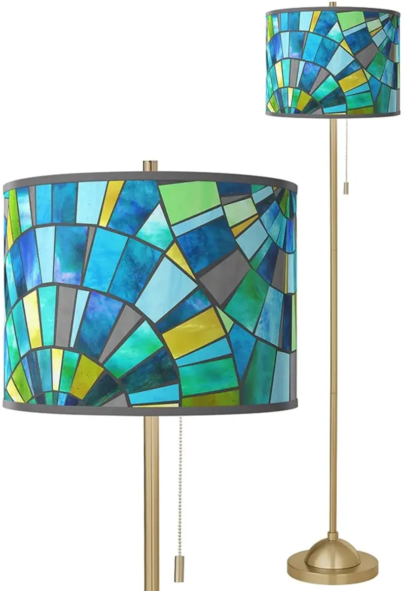 Lagos Mosaic Giclee Warm Gold Stick Floor Lamp