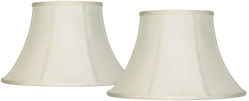 Creme Fabric Set of 2 Bell Lamp Shades 9x17x11 (Spider)