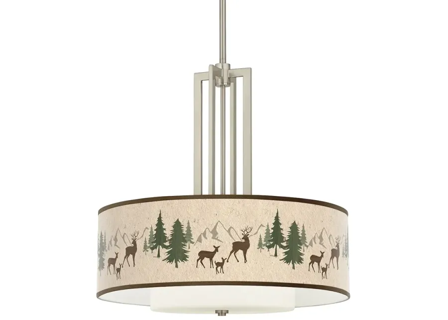 Deer Lodge Carey 24" Brushed Nickel 4-Light Chandelier