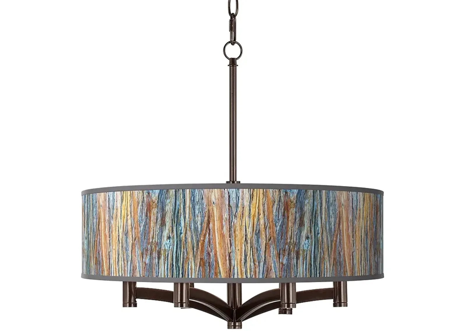 Giclee Glow 20" Striking Bark Shade 6-Light Bronze Pendant Chandelier