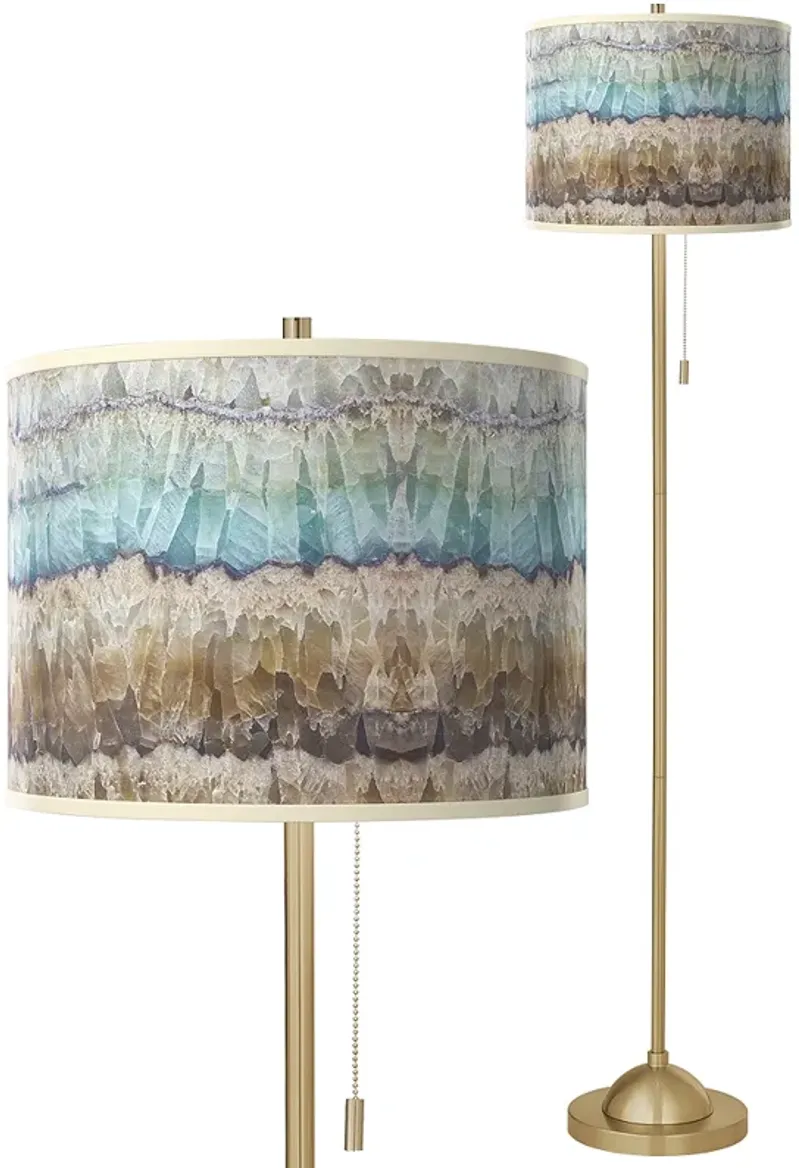 Marble Jewel Giclee Warm Gold Stick Floor Lamp