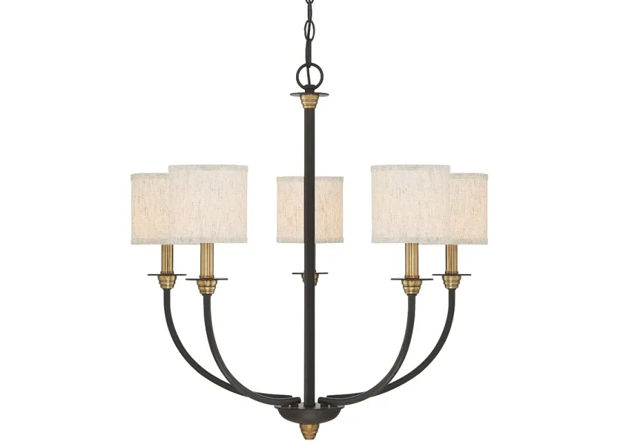 Audley 5-Lt Old Bronze Shaded Chandelier