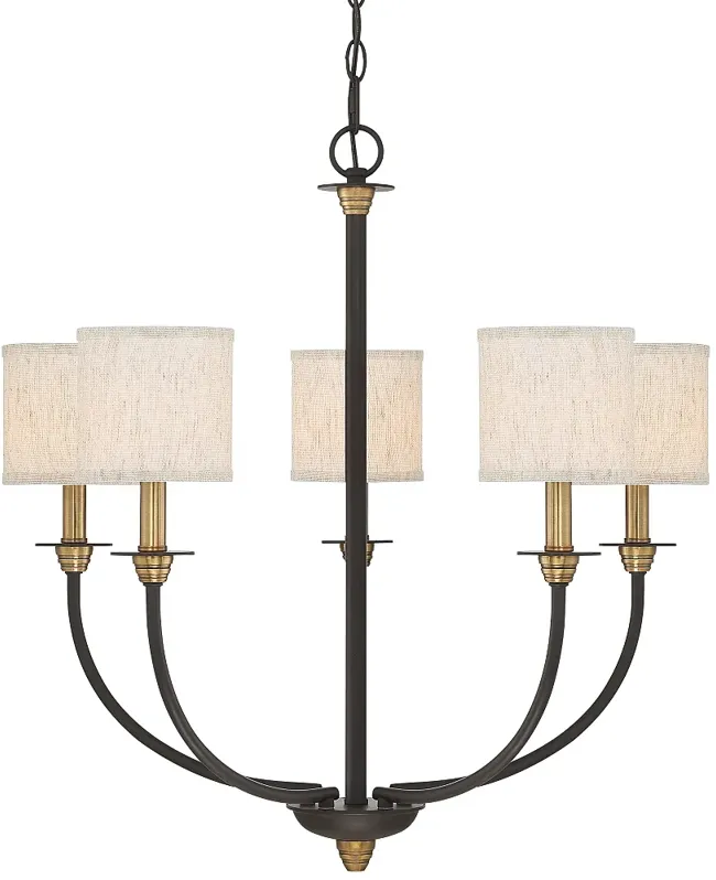 Audley 5-Lt Old Bronze Shaded Chandelier