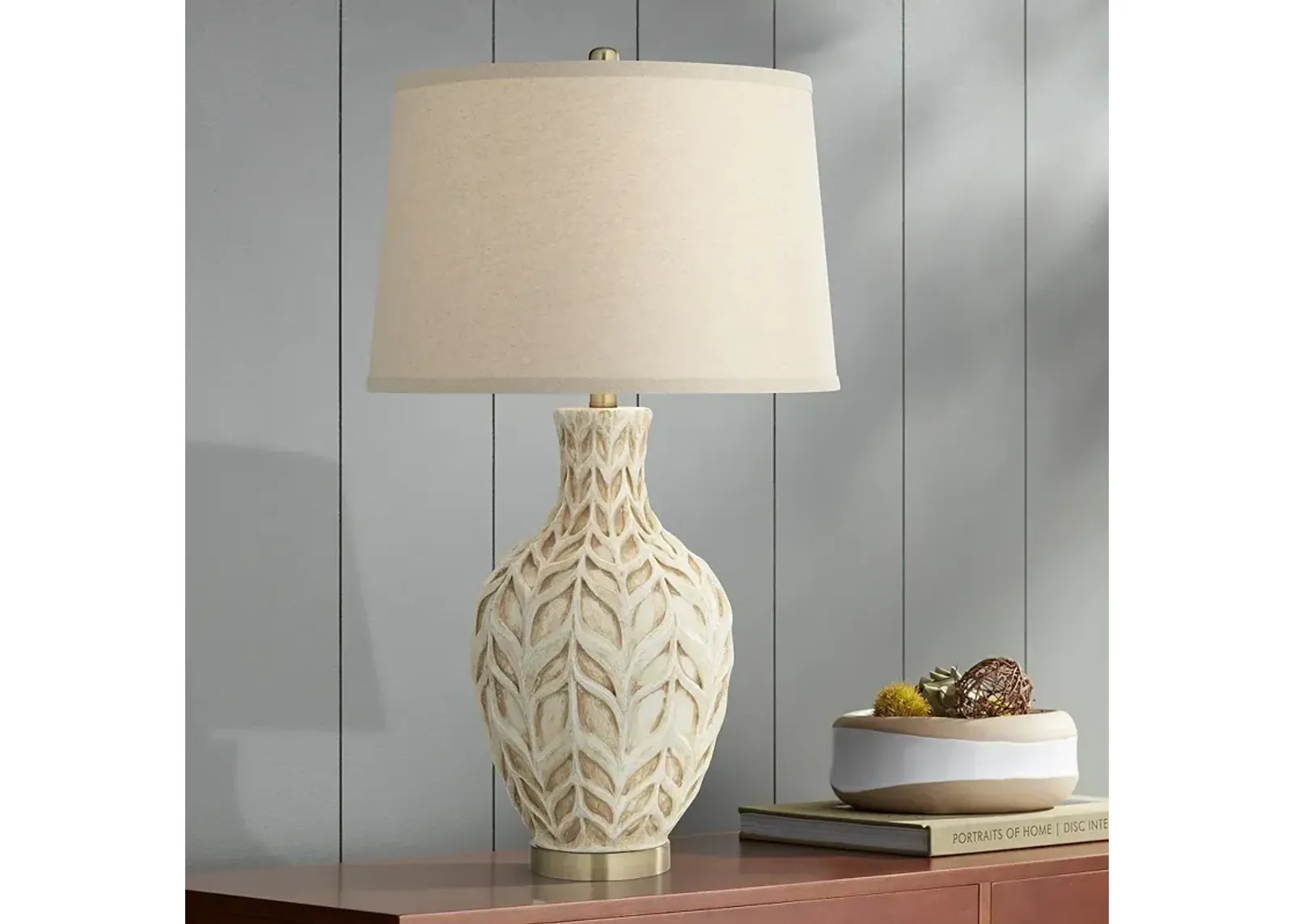 Regency Hill Havana 29 1/2" High Eggshell Vine and Leaf Table Lamp