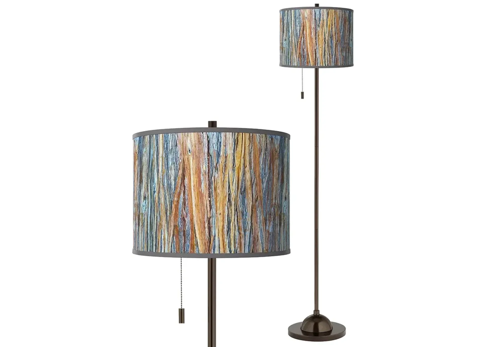 Giclee Glow 62" High Striking Bark Shade Bronze Club Floor Lamp