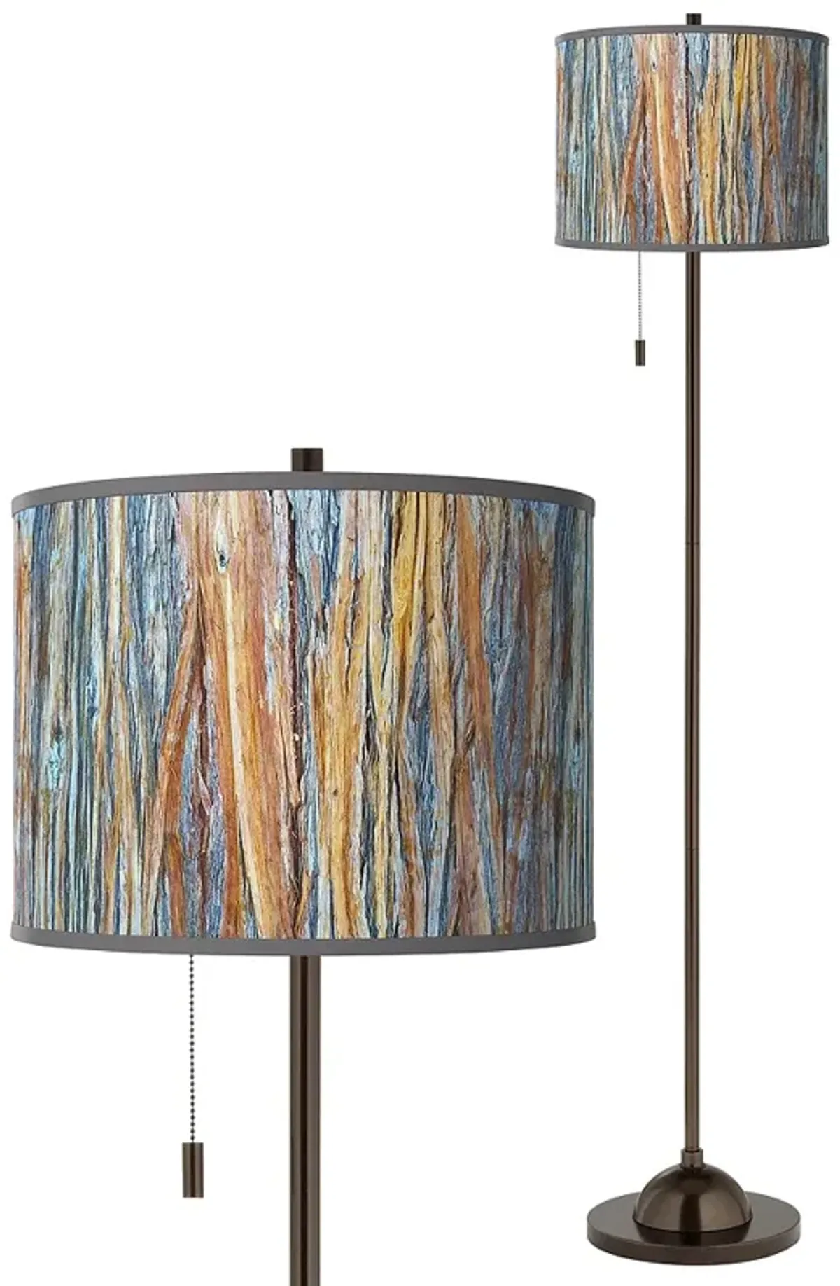 Giclee Glow 62" High Striking Bark Shade Bronze Club Floor Lamp