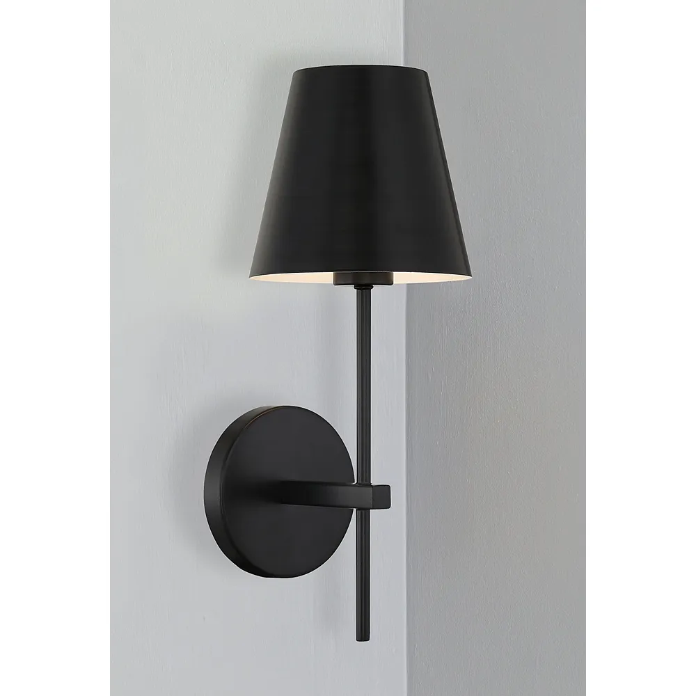 Crystorama Xavier 15" High One Light Modern Matte Black Wall Sconce