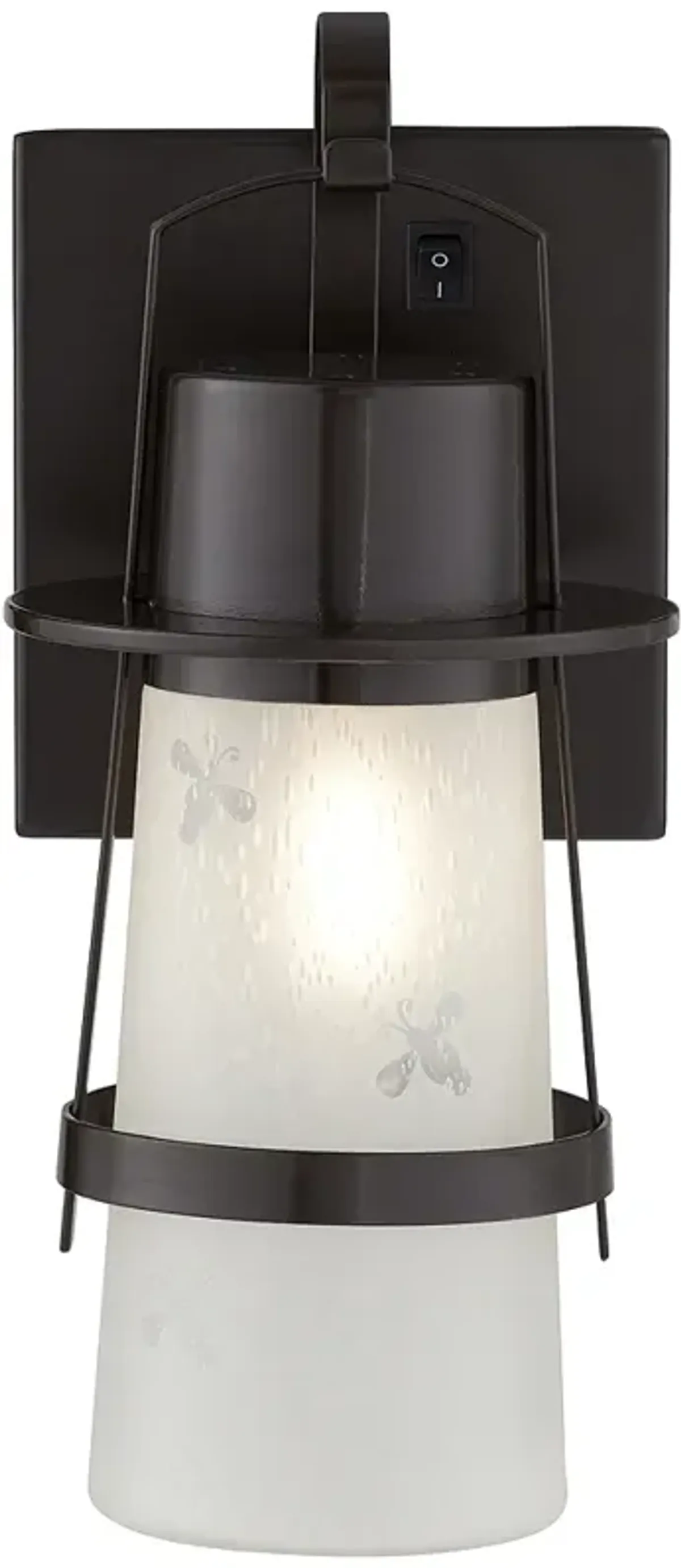 Franklin Iron Works Fireflies 13 1/4" Glass and Black Wall Sconce