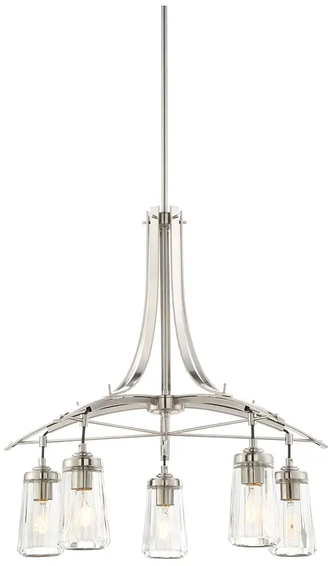 Poleis 26 1/2" Wide Brushed Nickel 5-Light Chandelier