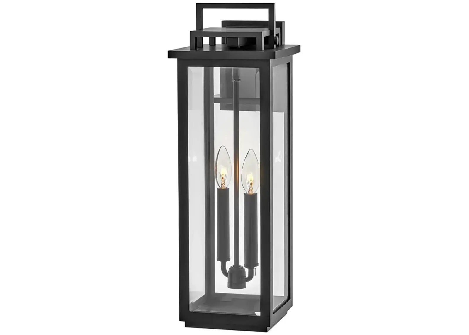 Hinkley Winthorpe 22" Black Clear Glass Rectangular Outdoor Light