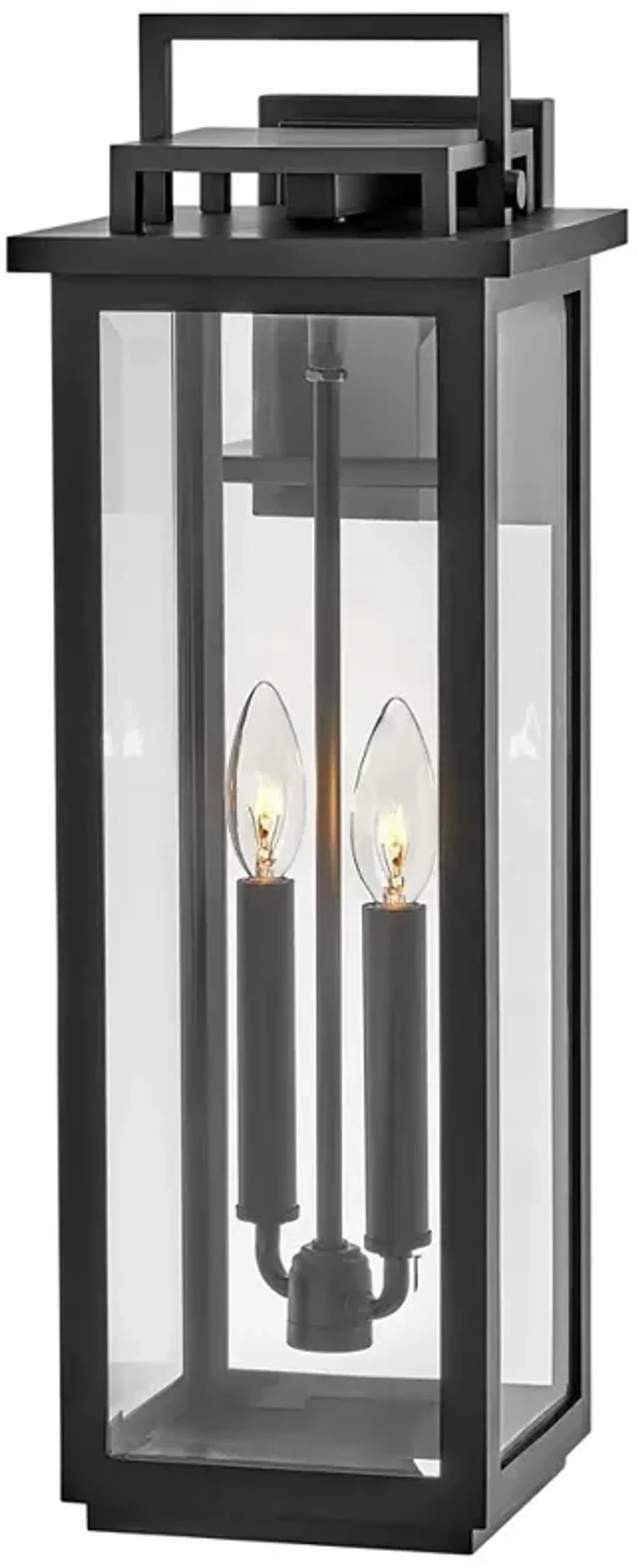 Hinkley Winthorpe 22" Black Clear Glass Rectangular Outdoor Light