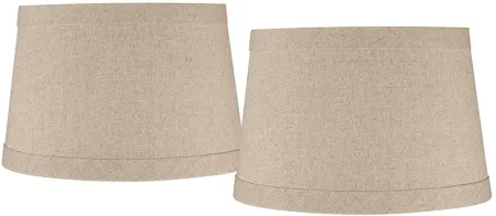 Natural Fabric Set of 2 Drum Lamp Shades 10x12x8 (Spider)