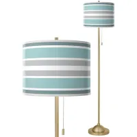 Multi Color Stripes Giclee Warm Gold Stick Floor Lamp