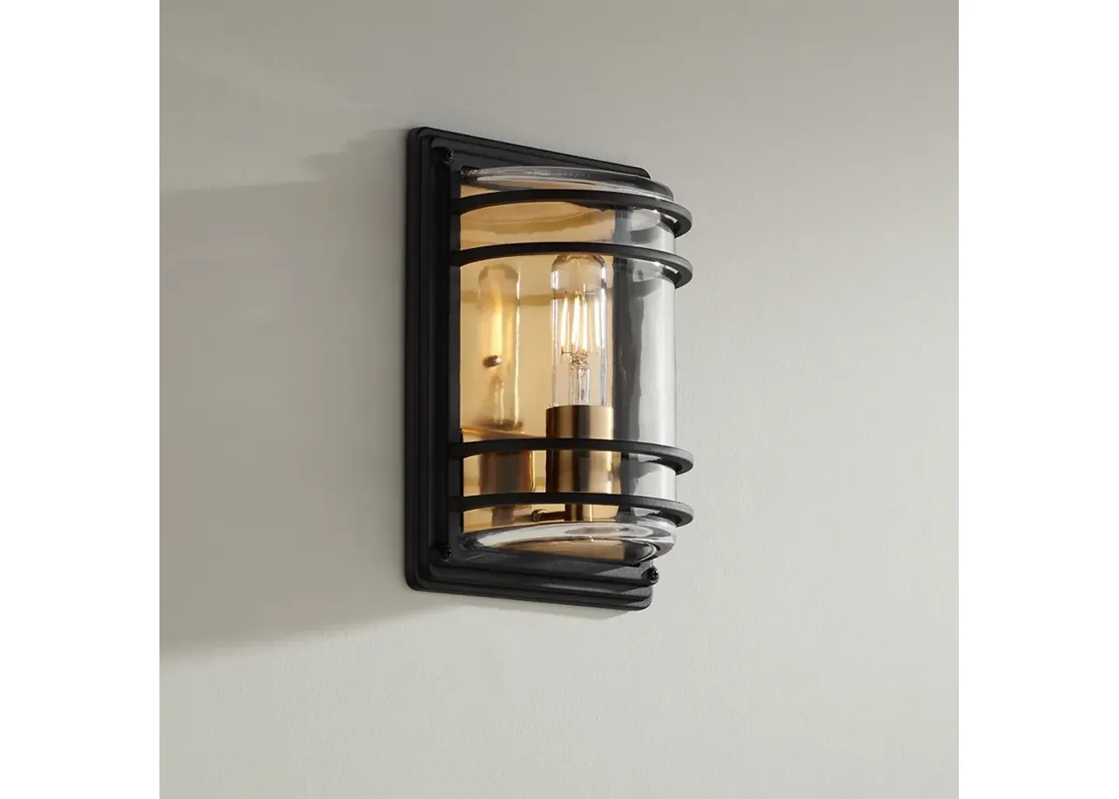 Habitat 11" High Black and Brass Wall Sconce