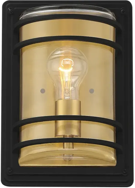 Habitat 11" High Black and Brass Wall Sconce