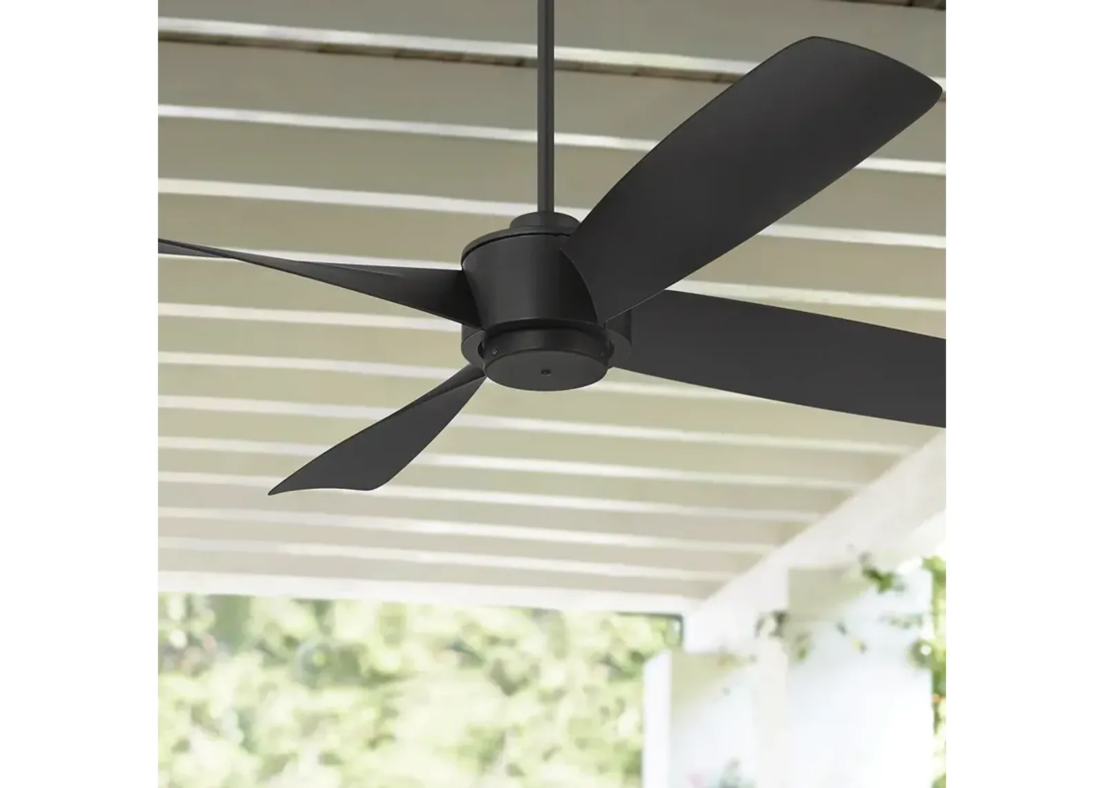 56" Casa Vieja Grand Milano Black Damp Ceiling Fan with Remote