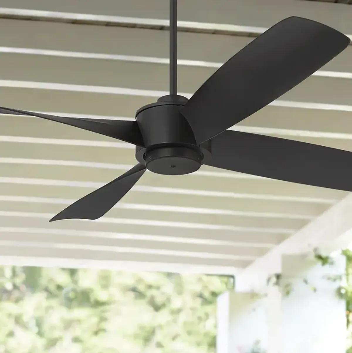 56" Casa Vieja Grand Milano Black Damp Ceiling Fan with Remote