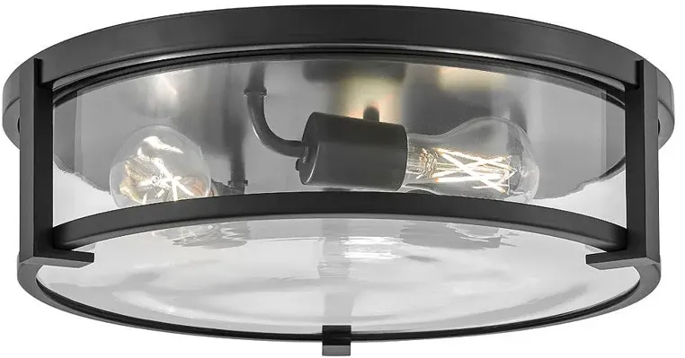 HINKLEY FOYER LOWELL Large Flush Mount Black with Clear glass