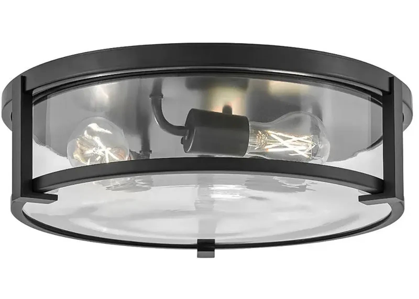 HINKLEY FOYER LOWELL Large Flush Mount Black with Clear glass