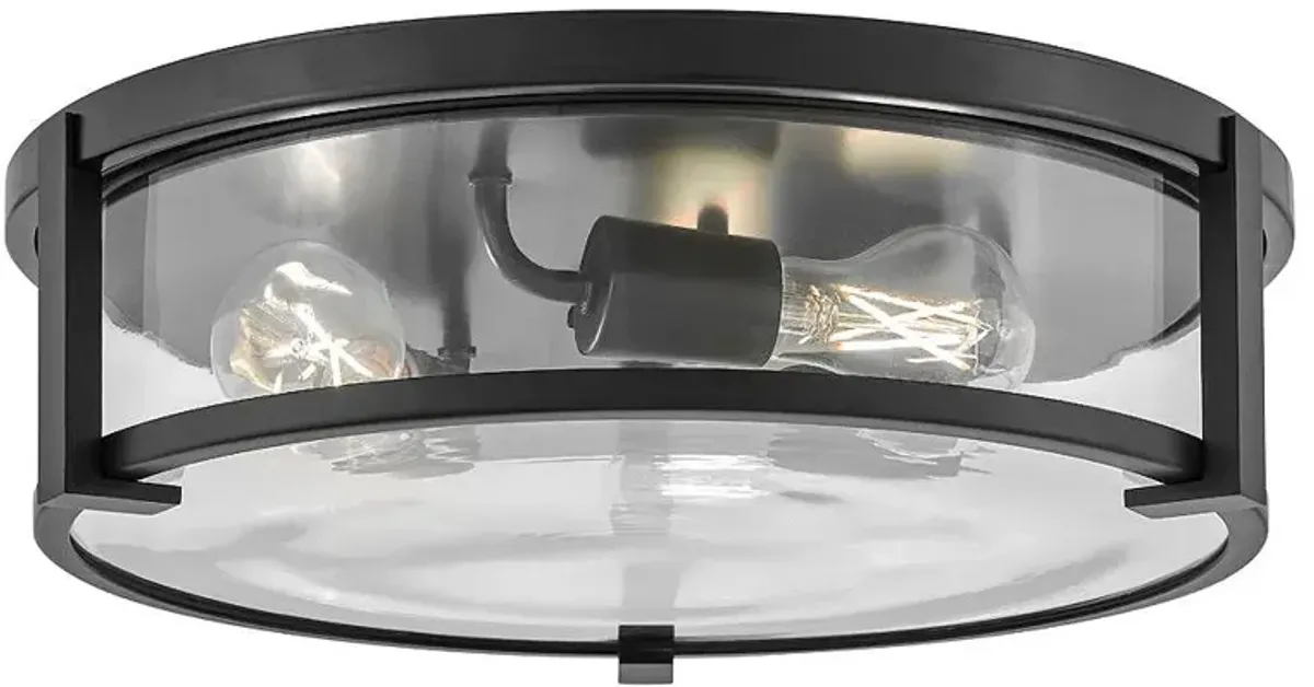 HINKLEY FOYER LOWELL Large Flush Mount Black with Clear glass