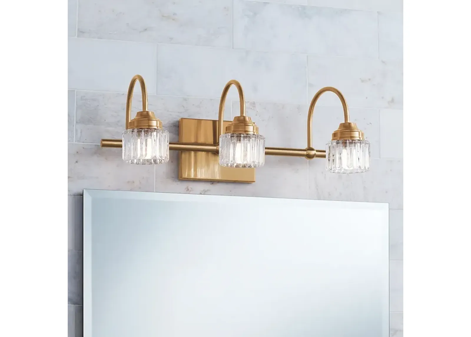 Possini Euro Braden 18" Wide Warm Brass 3-Light LED Bath Light