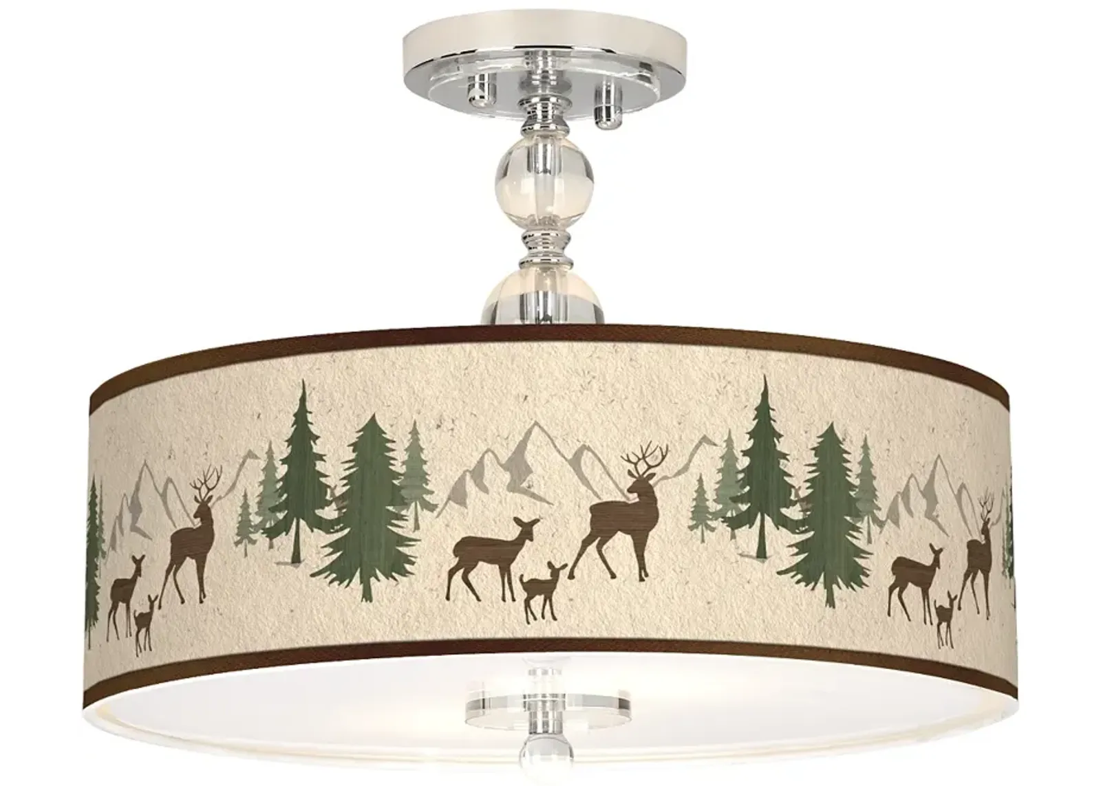 Deer Lodge Giclee 16" Wide Semi-Flush Ceiling Light