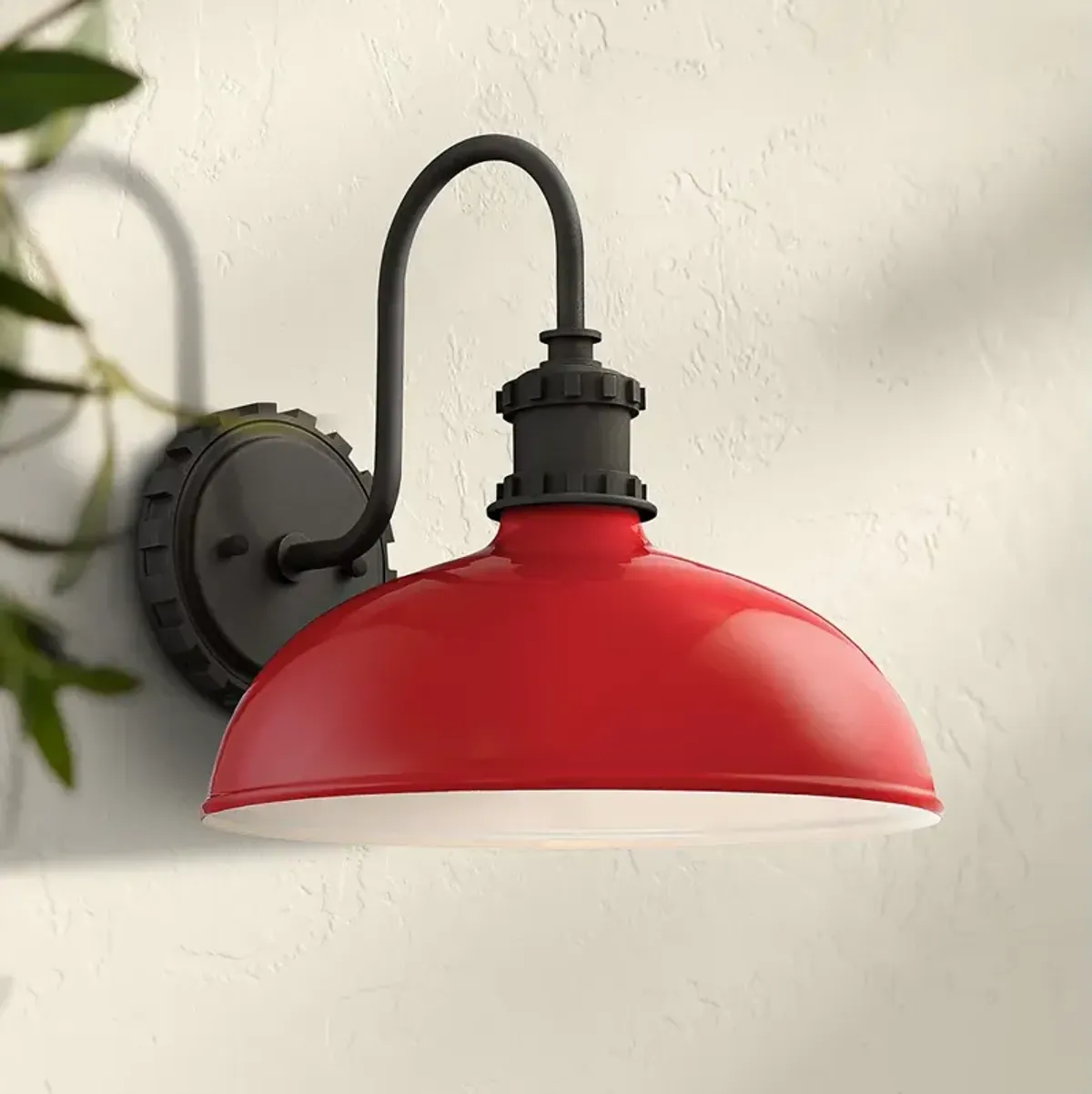 Minka Escudilla 11 3/4" Red Gloss Modern Industrial Outdoor Wall Light