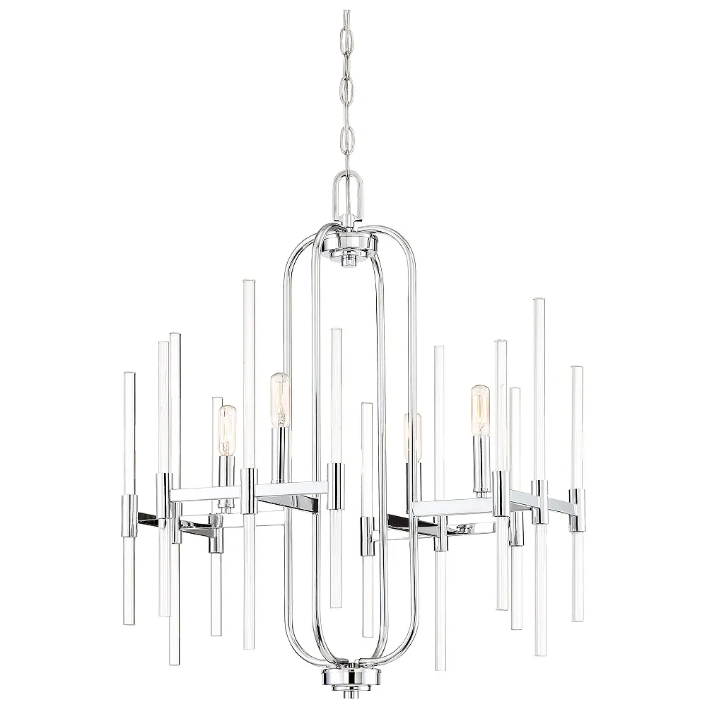 Pillar 22" Wide Chrome 4-Light Chandelier