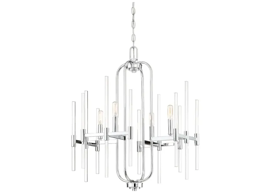 Pillar 22" Wide Chrome 4-Light Chandelier