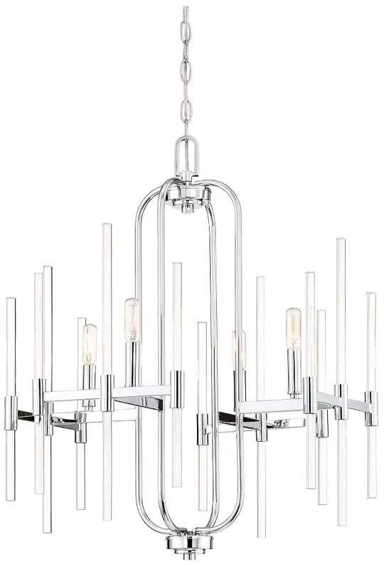 Pillar 22" Wide Chrome 4-Light Chandelier