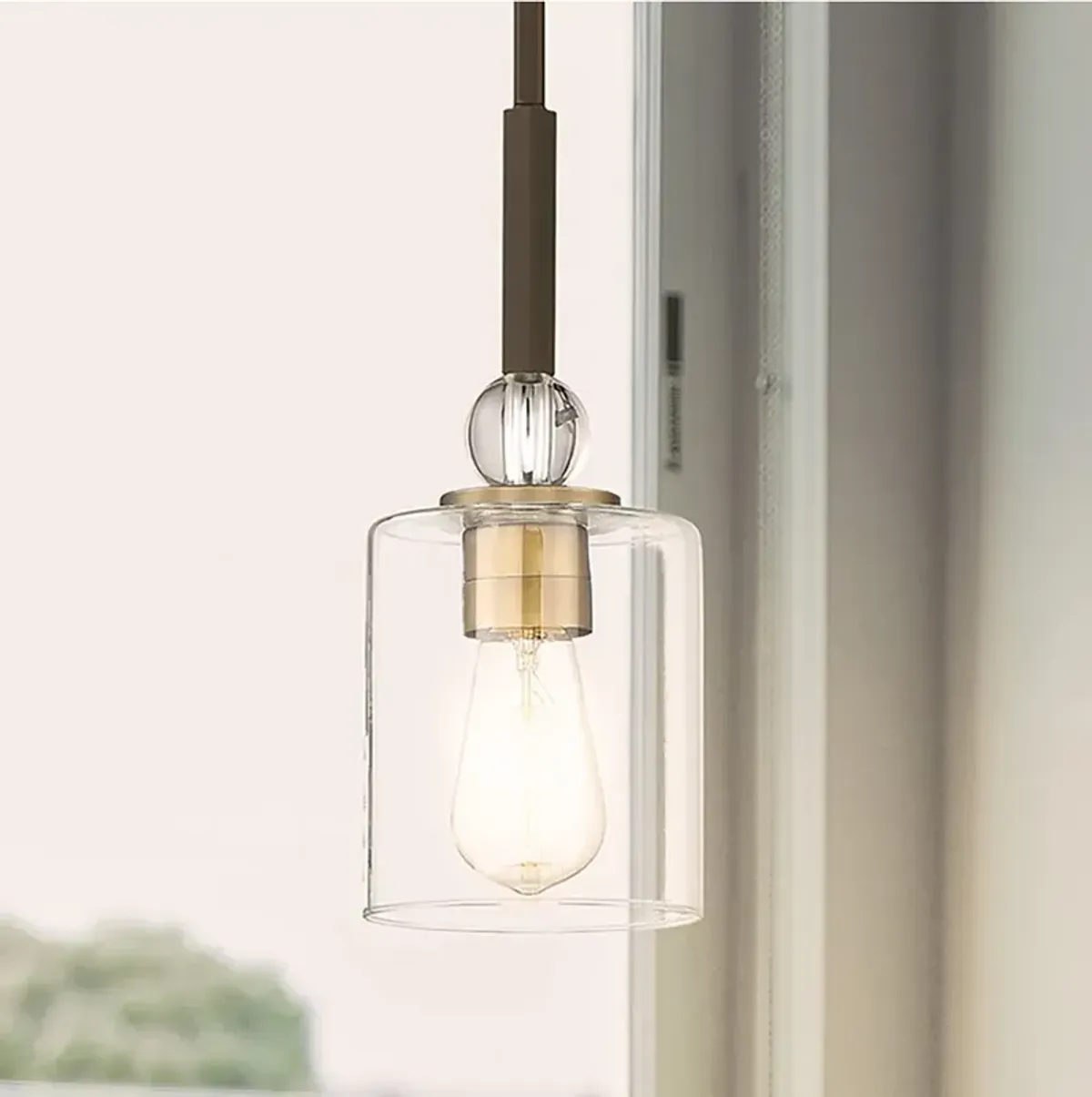 Minka-Lavery Studio-5 Bronze and Brass 5" Wide Glass Mini-Pendant