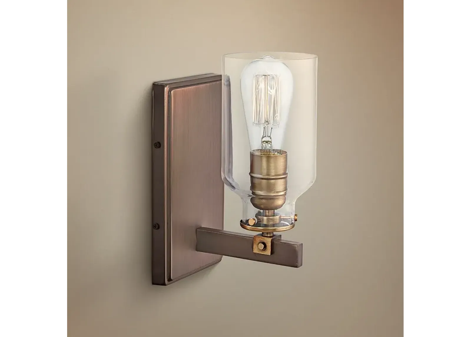 Morrow 10" High Harvard Court Bronze and Gold Wall Sconce