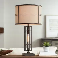 Franklin Iron Works Elias 28" Bronze Table Lamp with Night Light