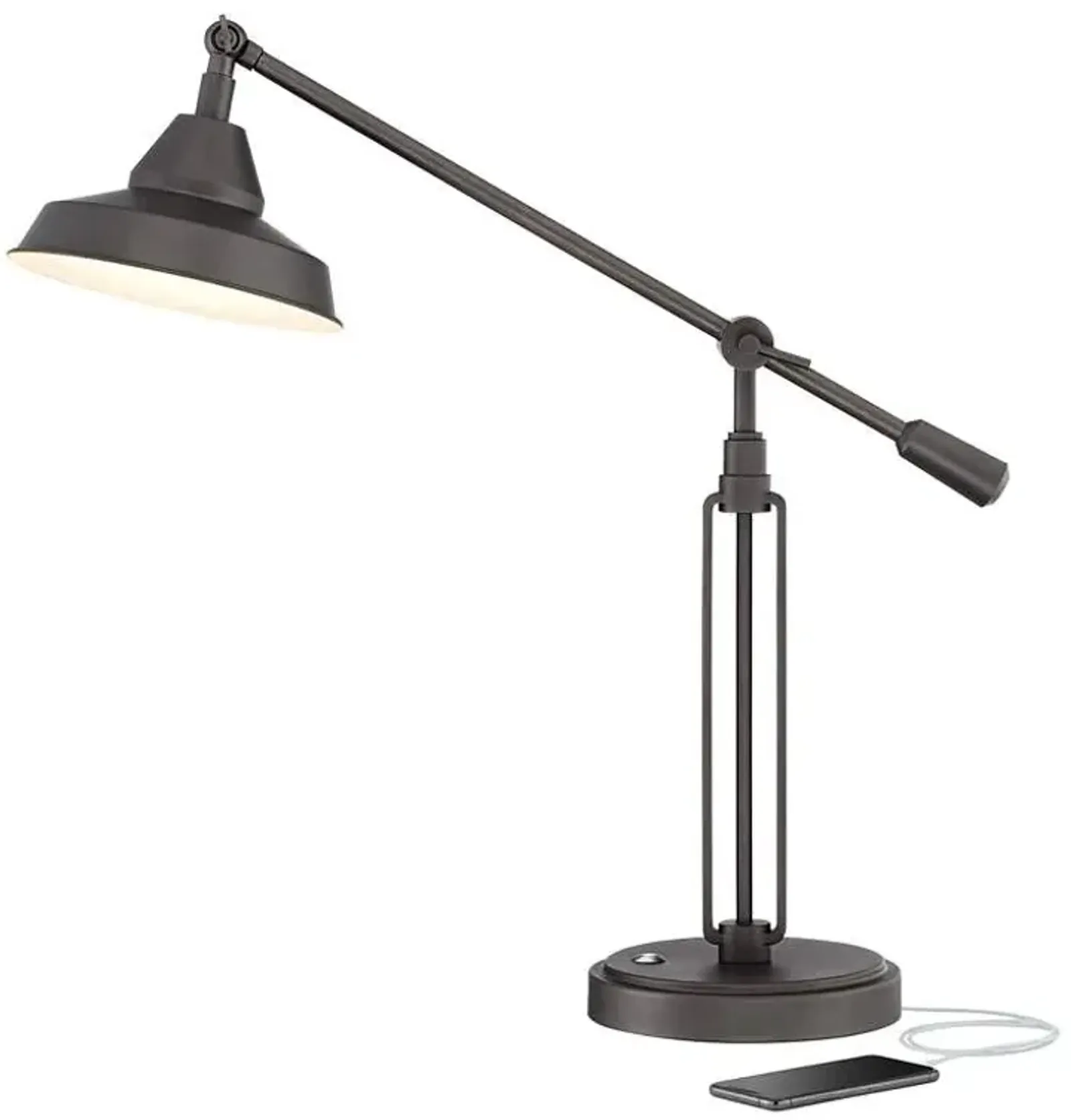 Franklin Iron Turnbuckle Industrial Bronze Adjustable USB Desk Lamp