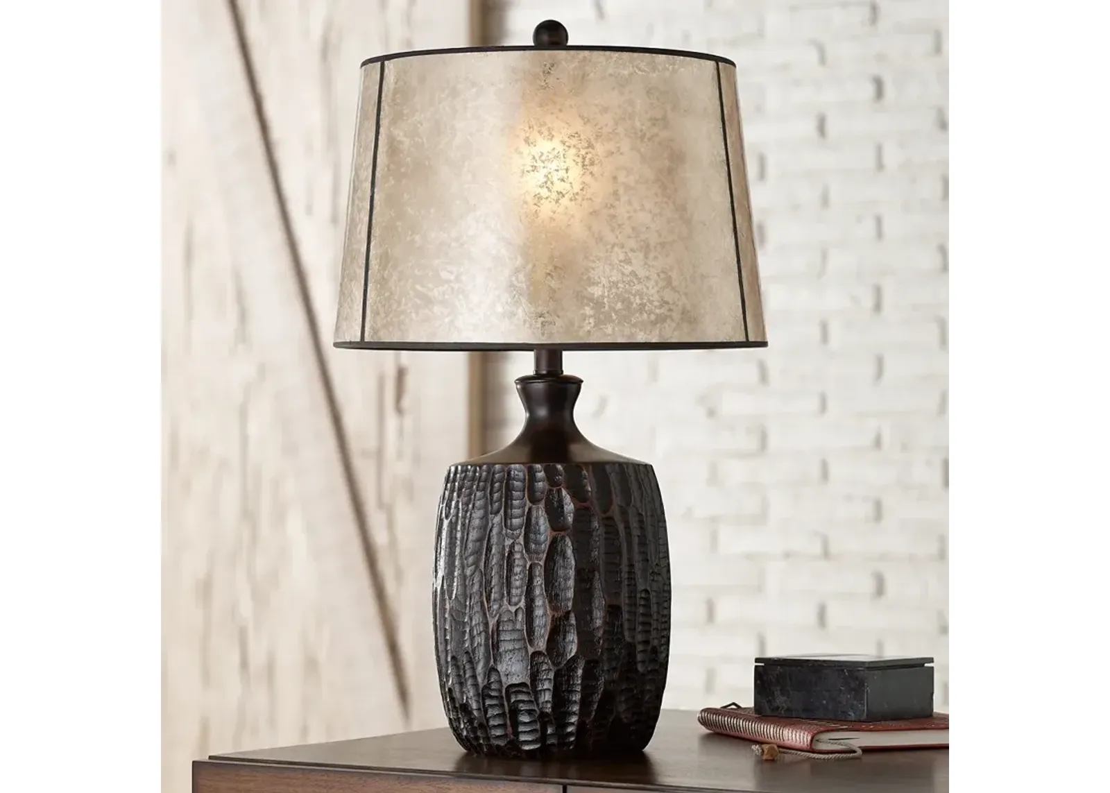 Franklin Iron Works Kelly 25 1/2" Rustic Table Lamp with Mica Shade