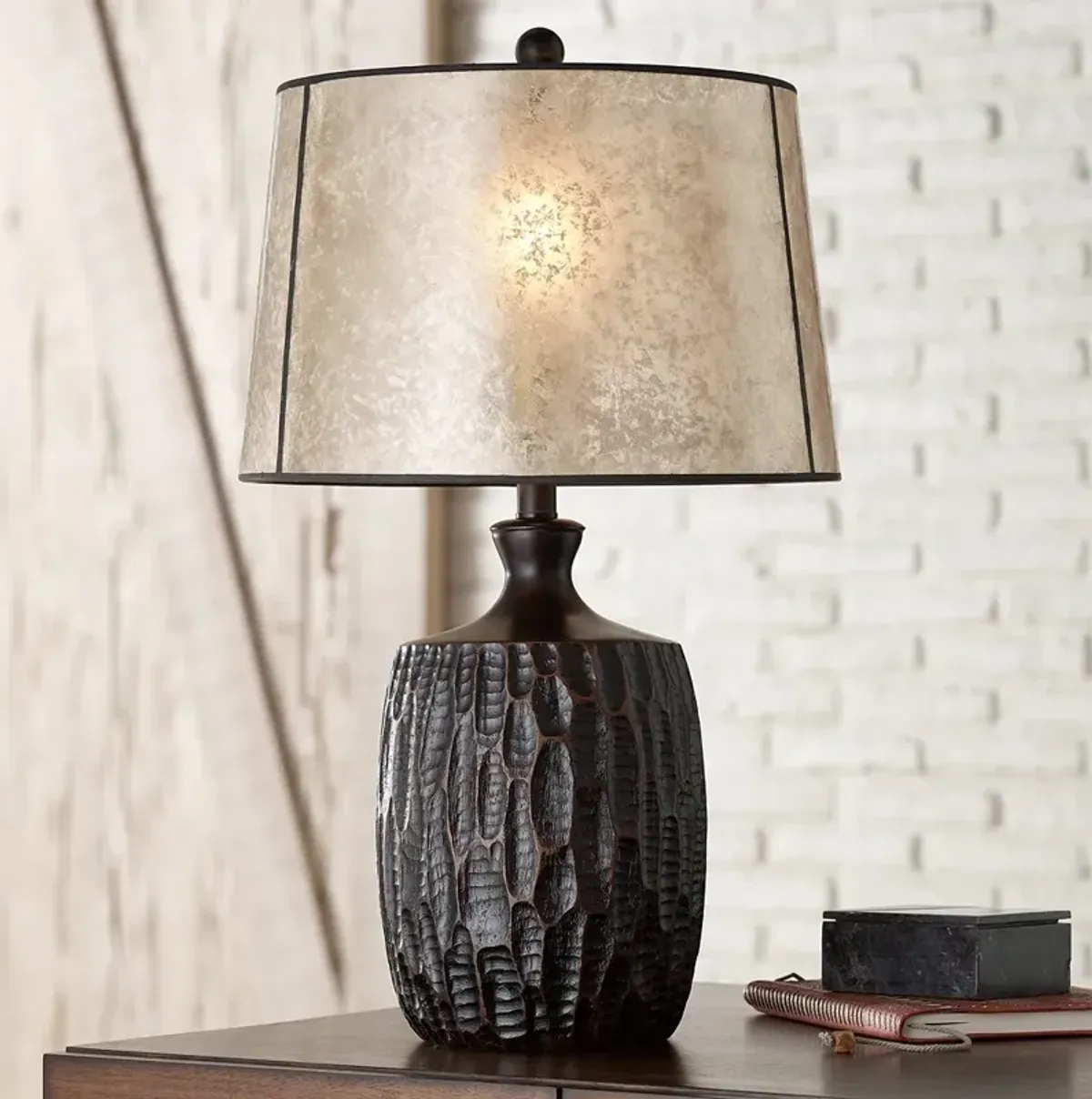 Franklin Iron Works Lynch 25 1/2" Rustic Table Lamp with Mica Shade