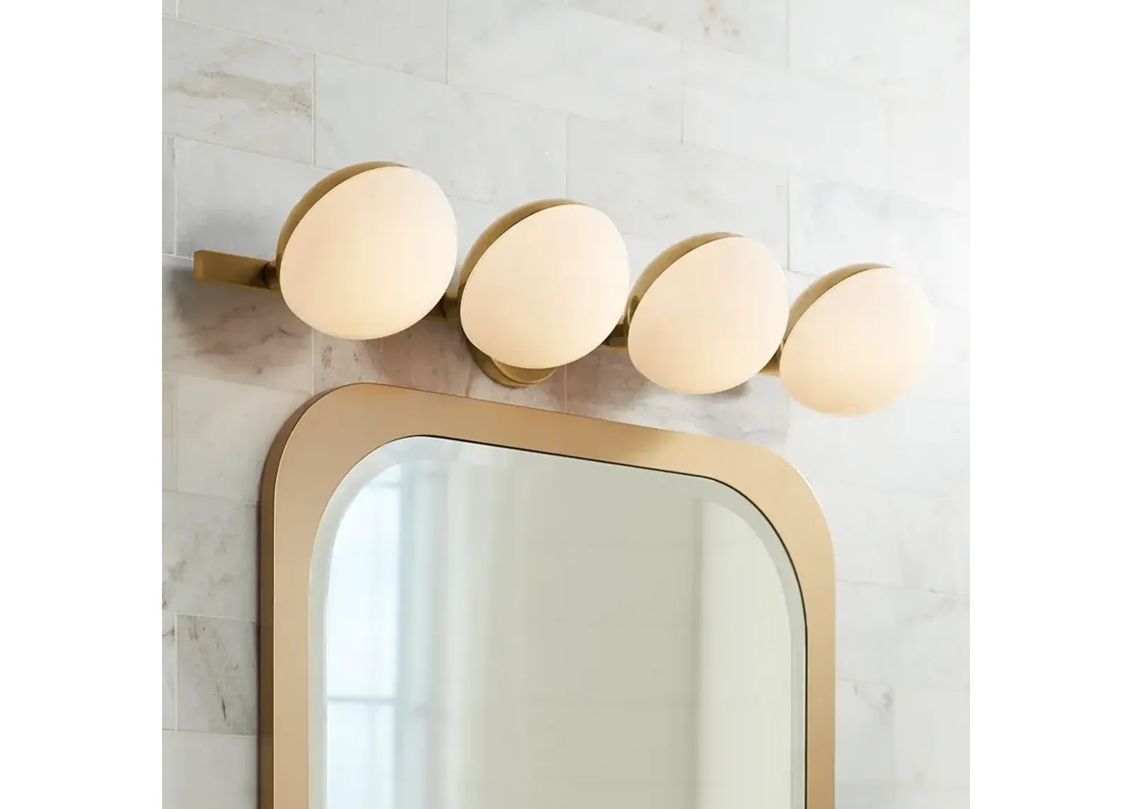 Possini Euro Celine 30" Wide Warm Brass 4-Light Bath Light