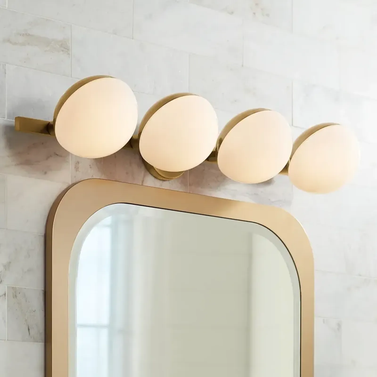 Possini Euro Celine 30" Wide Warm Brass 4-Light Bath Light