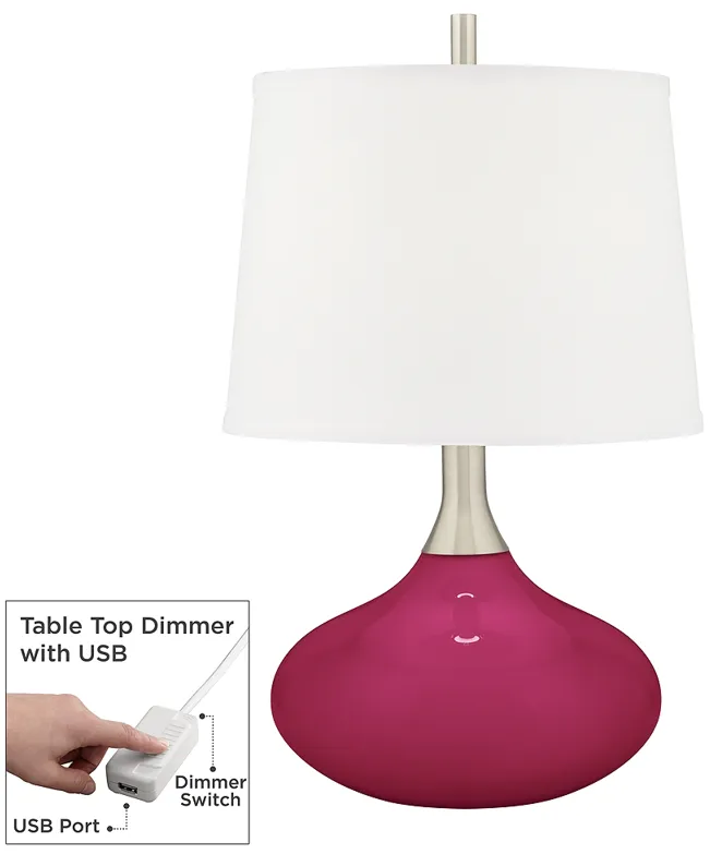 Vivacious Red Felix Modern Table Lamp with Table Top Dimmer