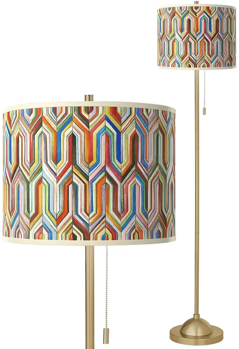 Synthesis Giclee Warm Gold Stick Floor Lamp