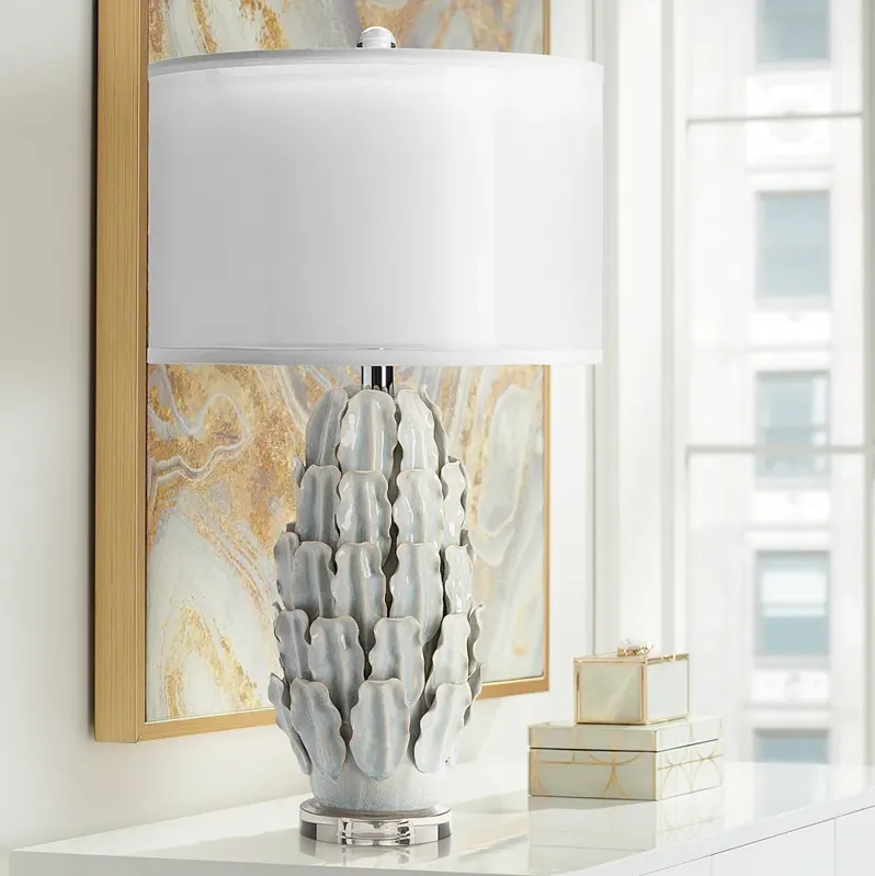 Crestview Collection Monticito Ivory and Soft Blue Ceramic Table Lamp