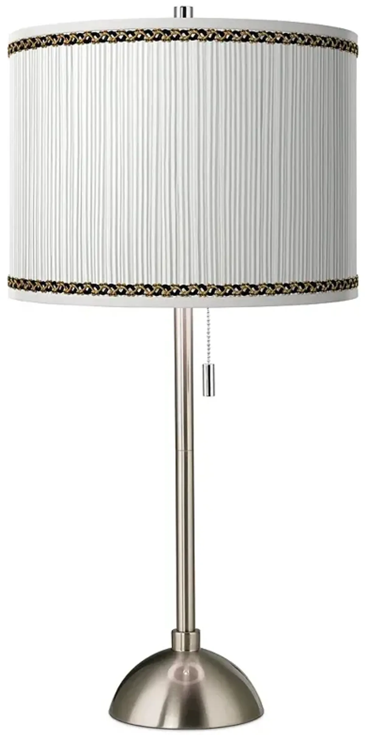 Faux Pleated Giclee Print Lamp Shade with Brushed Nickel Table Lamp