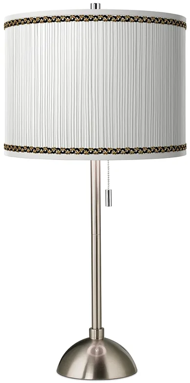 Faux Pleated Giclee Print Lamp Shade with Brushed Nickel Table Lamp