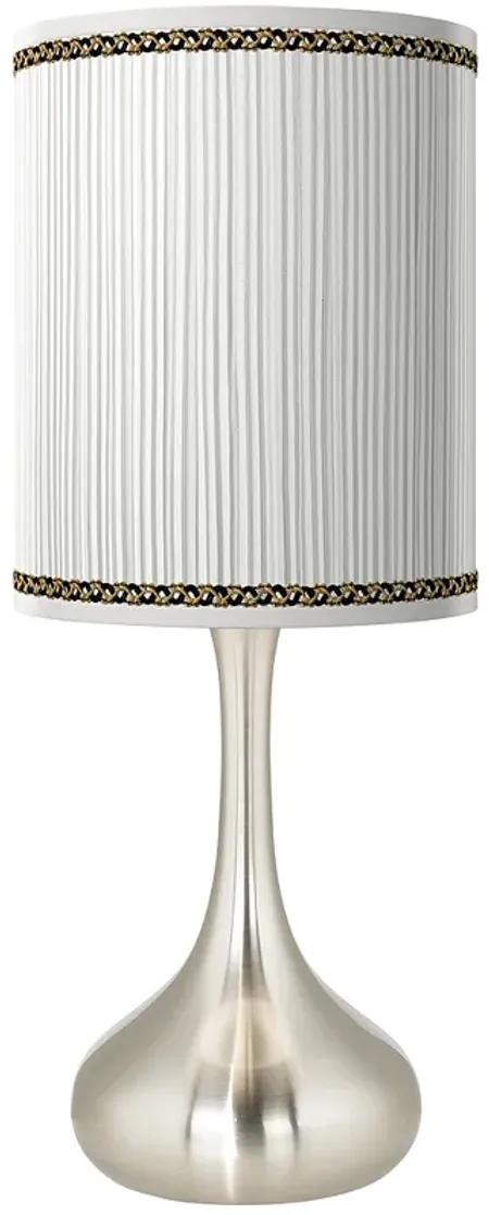 Faux Pleated Giclee Print Lamp Shade with Silver Droplet Table Lamp