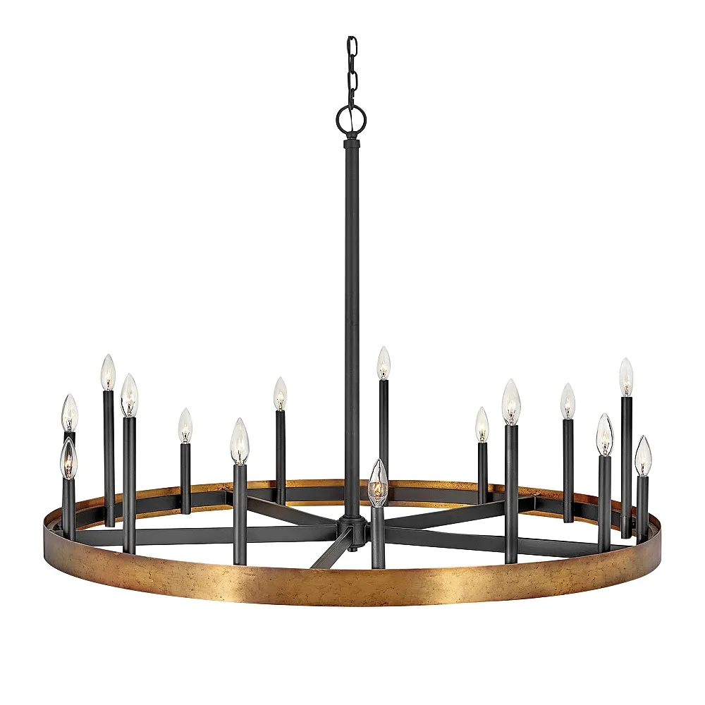 Chandelier Wells-Large Single Tier-Weathered Brass-15