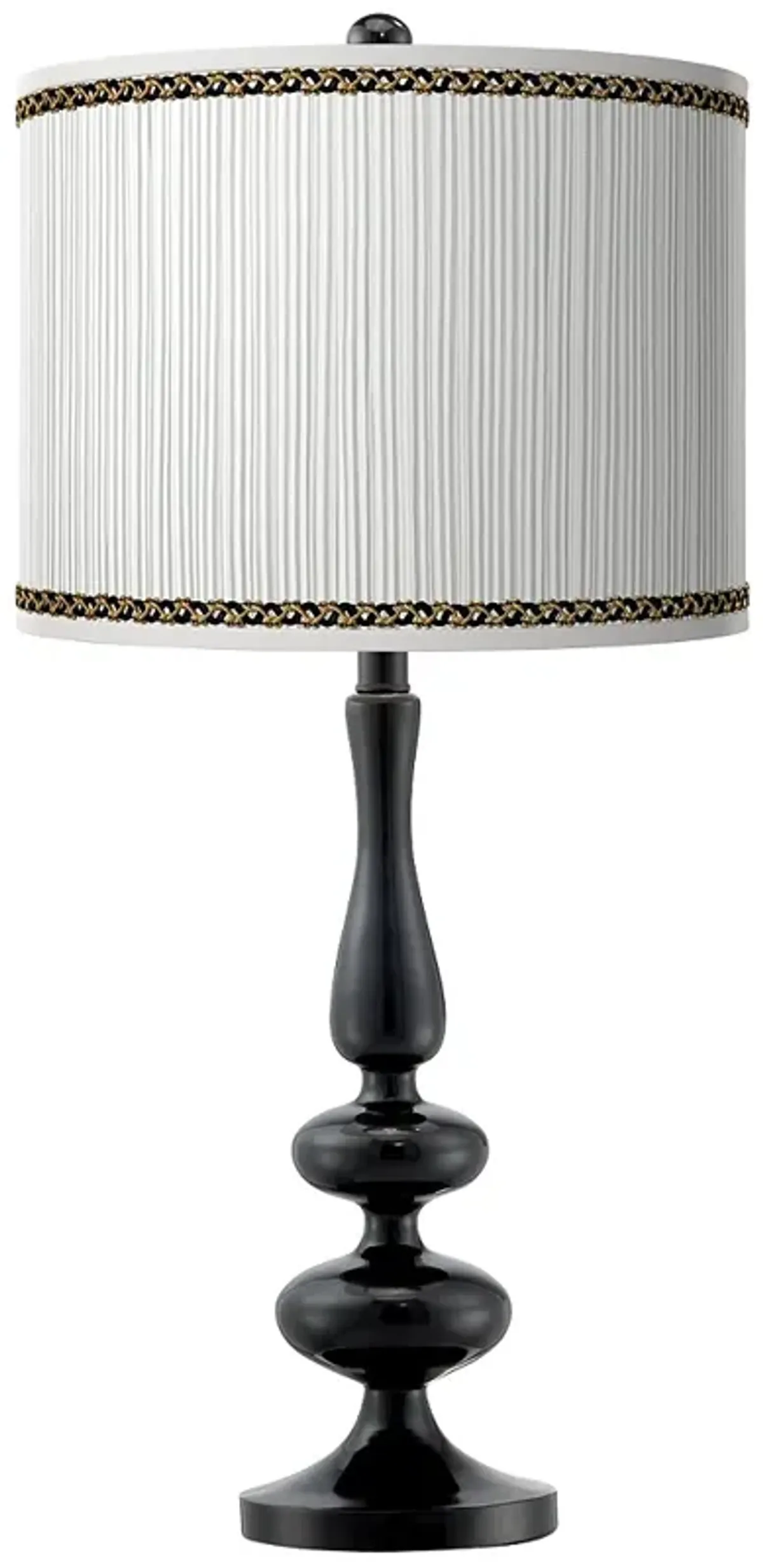 Faux Pleated Giclee Print Lamp Shade with Paley Black Table Lamp